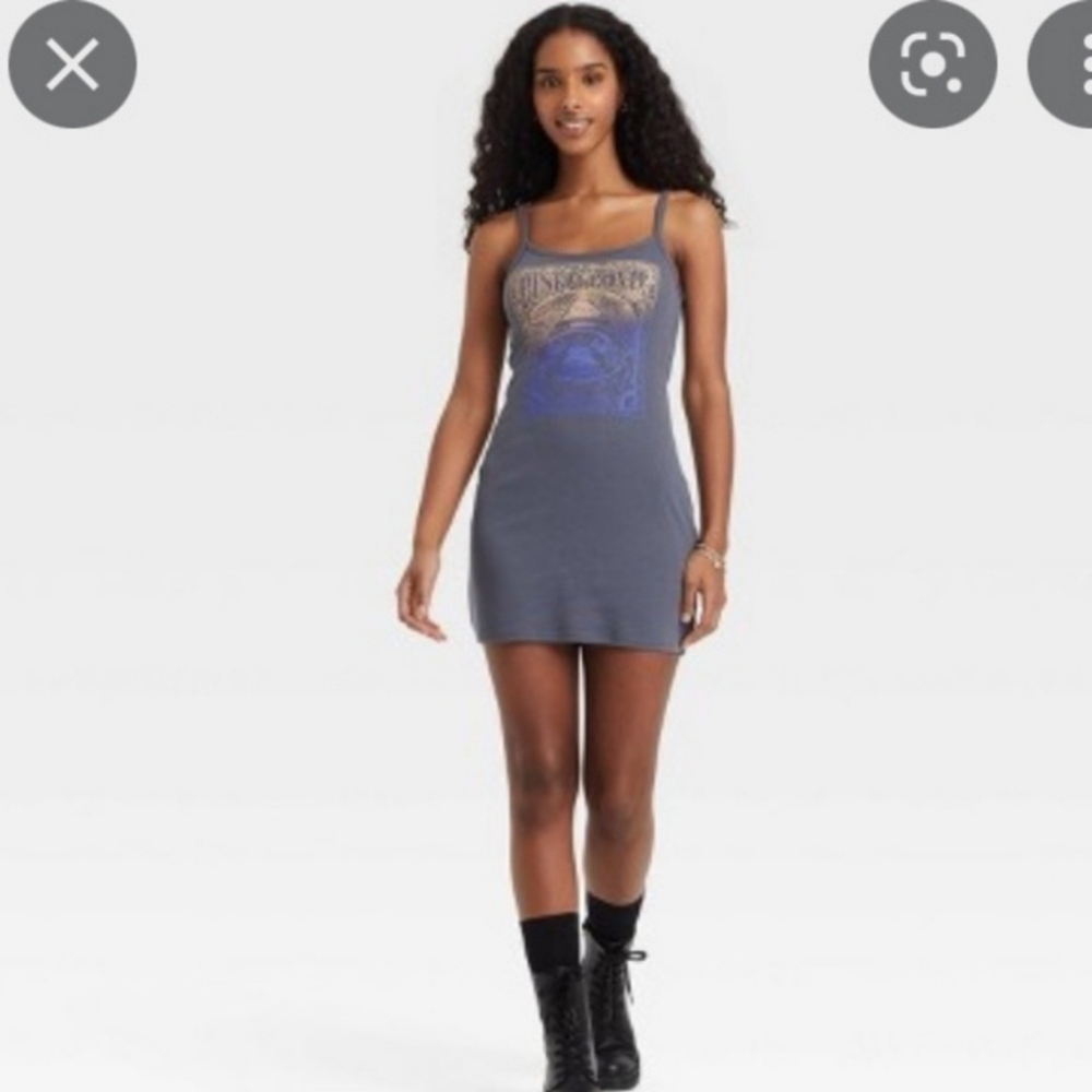 Pink Floyd Blue Gray Mini Dress with Graphic